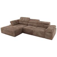 ECKSOFA RILASSO L Braun Cord - links - Schwarz/Braun, Kunststoff/Textil (296/174cm) - MKS