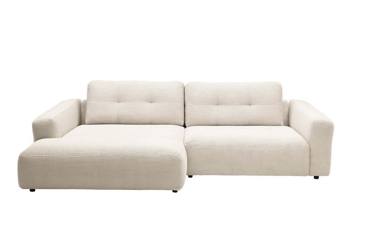 ECKSOFA MIKA Cremeweiß Cord - Creme/Schwarz, Kunststoff/Textil (276/167cm) - KAWOLA
