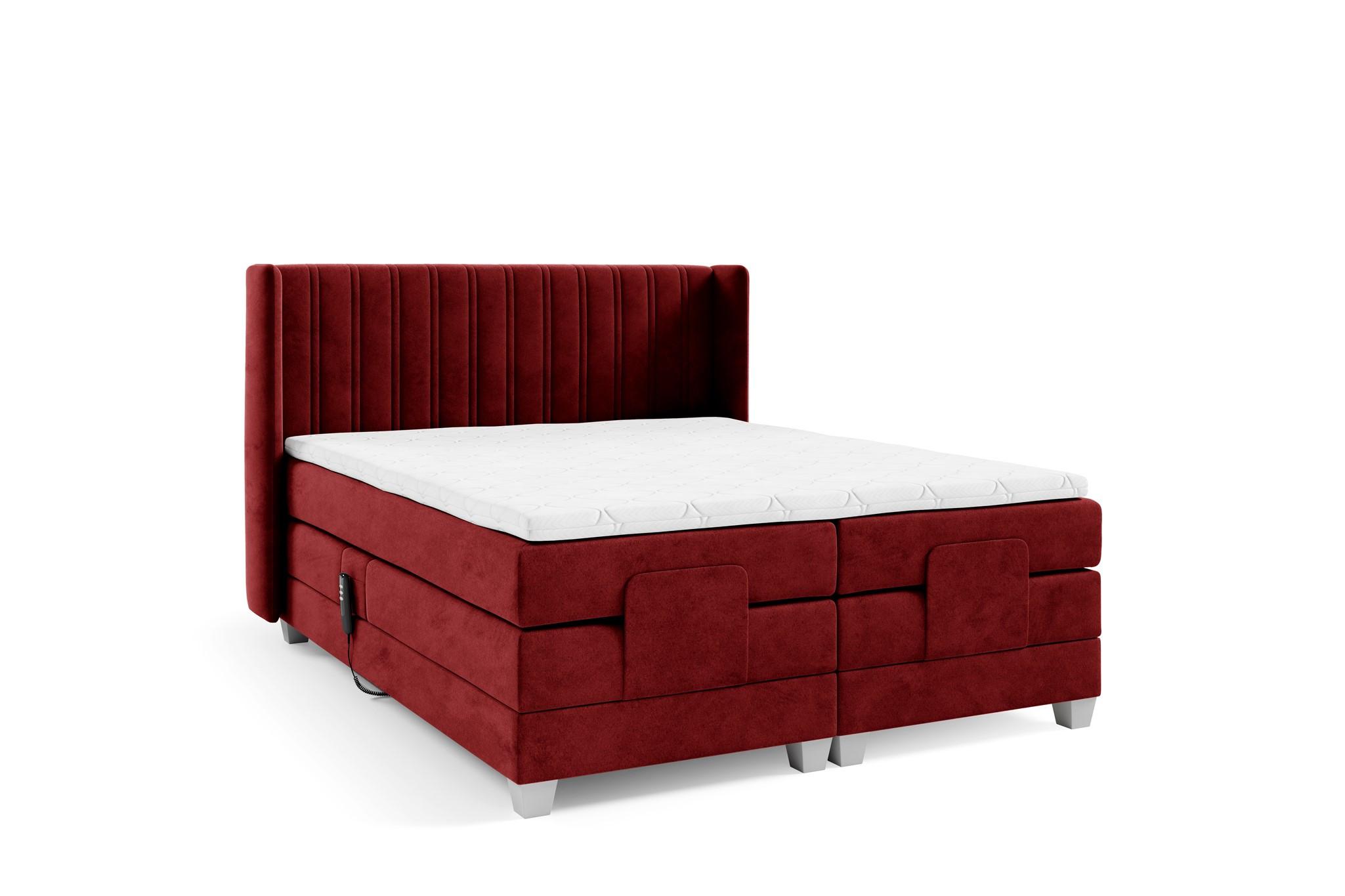 BOXSPRINGBETT Bett Elektrisch Magnus - Rot, Holzwerkstoff/Textil (200/200cm) - Fun Möbel