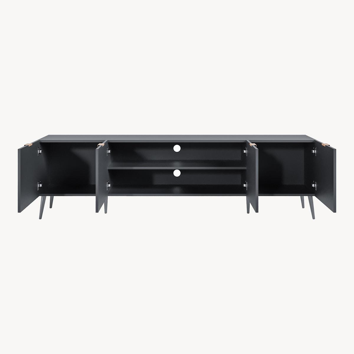FERNSEHSCHRANK Nand - Schwarz, Holzwerkstoff/Metall (35/51/180cm) - [en.casa]
