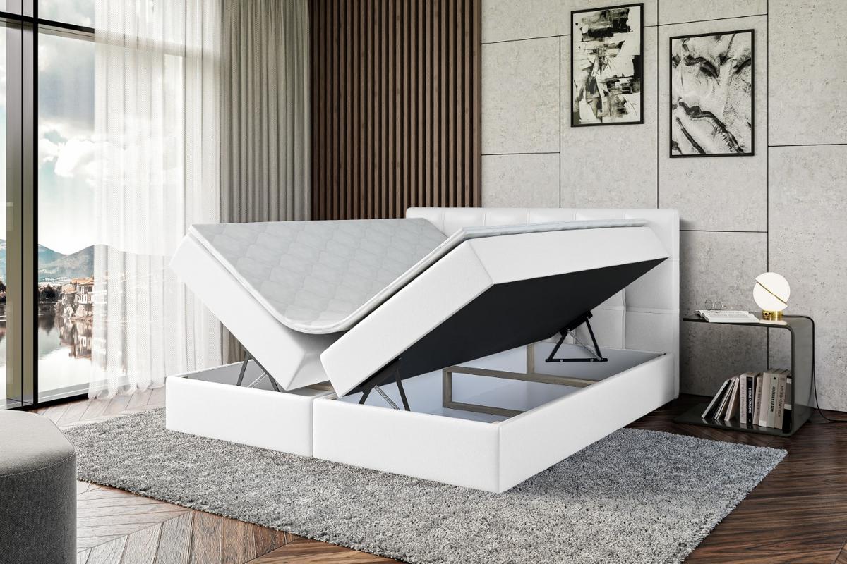 BOXBETT mit Matratze H3 und Lattenrost - MARCE - 140 x 200 cm - Weiß - Weiß Hochglanz, Holzwerkstoff (140/200cm) - ALTDECOR