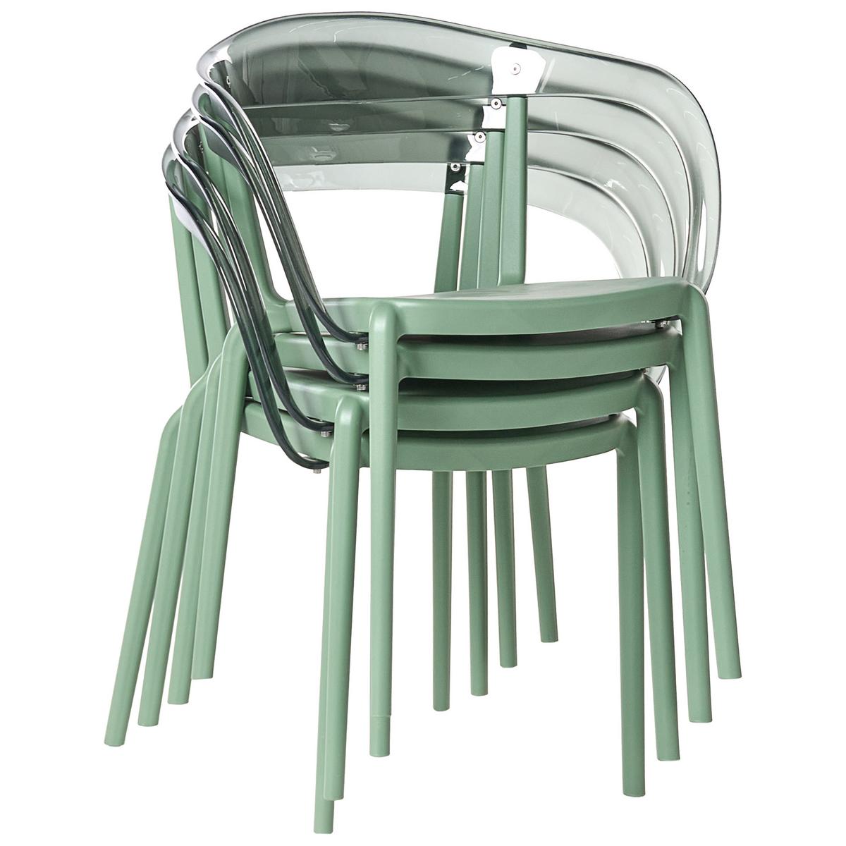 GARTENSTUHL 4er-Set stapelbar Grün Malevizi - Grün, Kunststoff (45/77/45cm) - Beliani