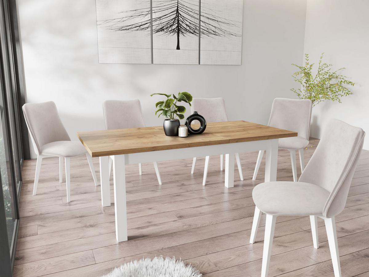 ESSTISCH Molly rechteckig ausziehbar, Wotan Eiche 120-160/67/75 cm - Eiche Wotan/Weiß, Holz/Holzwerkstoff (67/160/75cm) - WFL GROUP