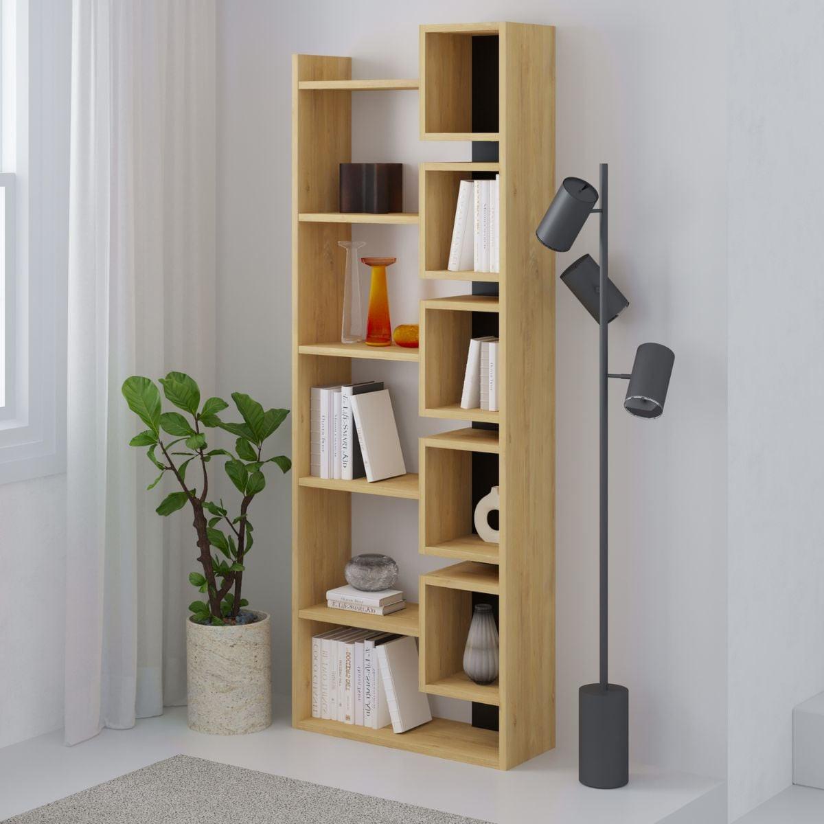 REGAL Design H168,5 cm - Eladi - Eiche Bianco/Anthrazit, Holzwerkstoff (22/168.5/60.4cm) - Calicosy