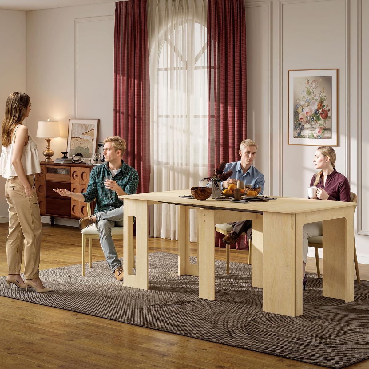 ESSTISCH Ausziehbar Küchentisch Esszimmertisch für bis 6 Personen 60-180x85 cm - Naturfarben/Weiß, Holzwerkstoff (180/85/75cm) - HOMCOM