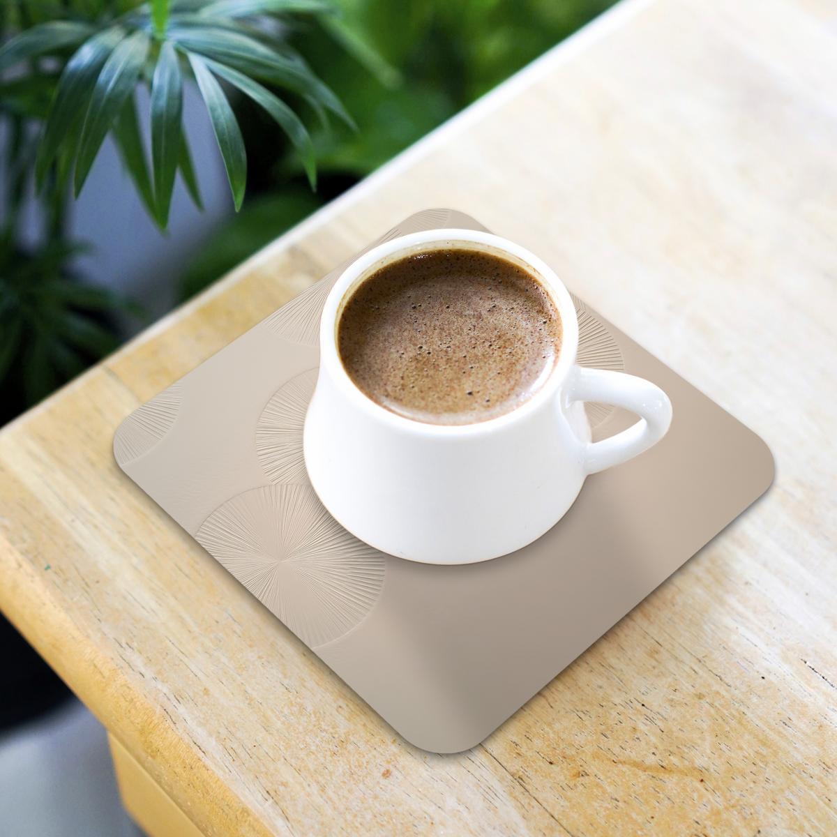 GLASUNTERSETZER 6er-Set Japandi - Beige - Modern Tischuntersetzer 10x10 cm - Beige, Naturmaterialien (10/0.2cm) - MuchoWow