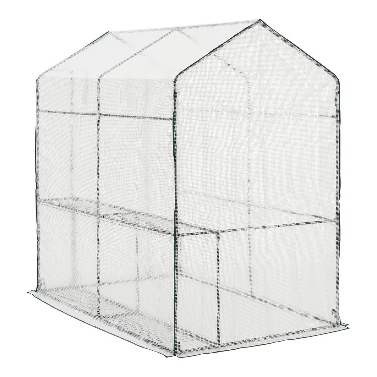 GEWÄCHSHAUS Oosterhout - Transparent/Weiß, Kunststoff (120/190/186cm) - [en.casa]