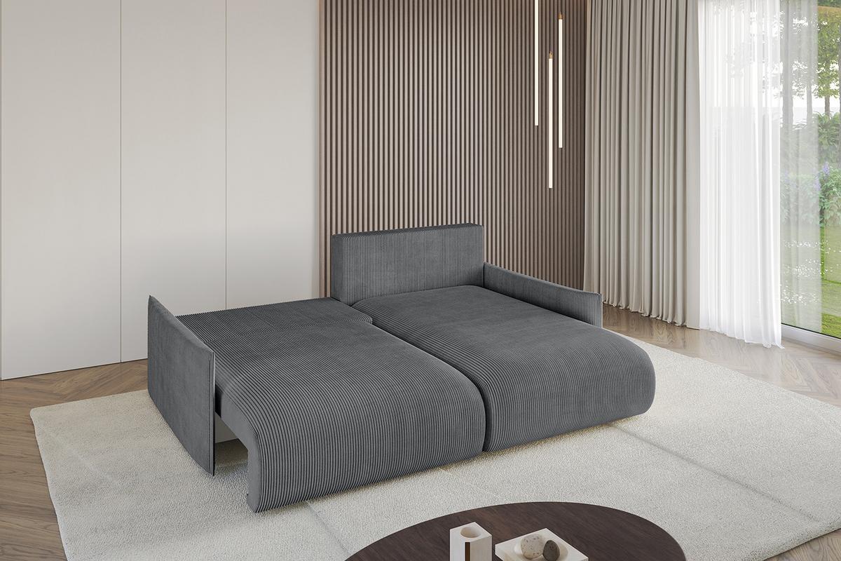 ECKSOFA Ottomane rechts ONESK-L -v1 216x177x72 Dunkelgrau Cord - Dunkelgrau, Holzwerkstoff/Kunststoff (177/216cm) - ALTDECOR