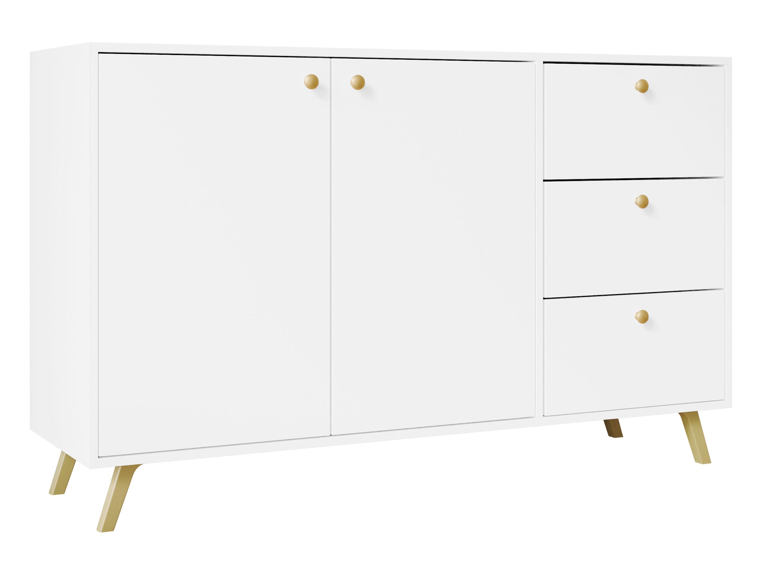 KOMBIKOMMODE Siena 2D3S - Goldfarben/Weiß, Holzwerkstoff/Metall (138/86/41cm) - MIRJAN24