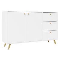 KOMBIKOMMODE Siena 2D3S - Goldfarben/Weiß, Holzwerkstoff/Metall (138/86/41cm) - MIRJAN24