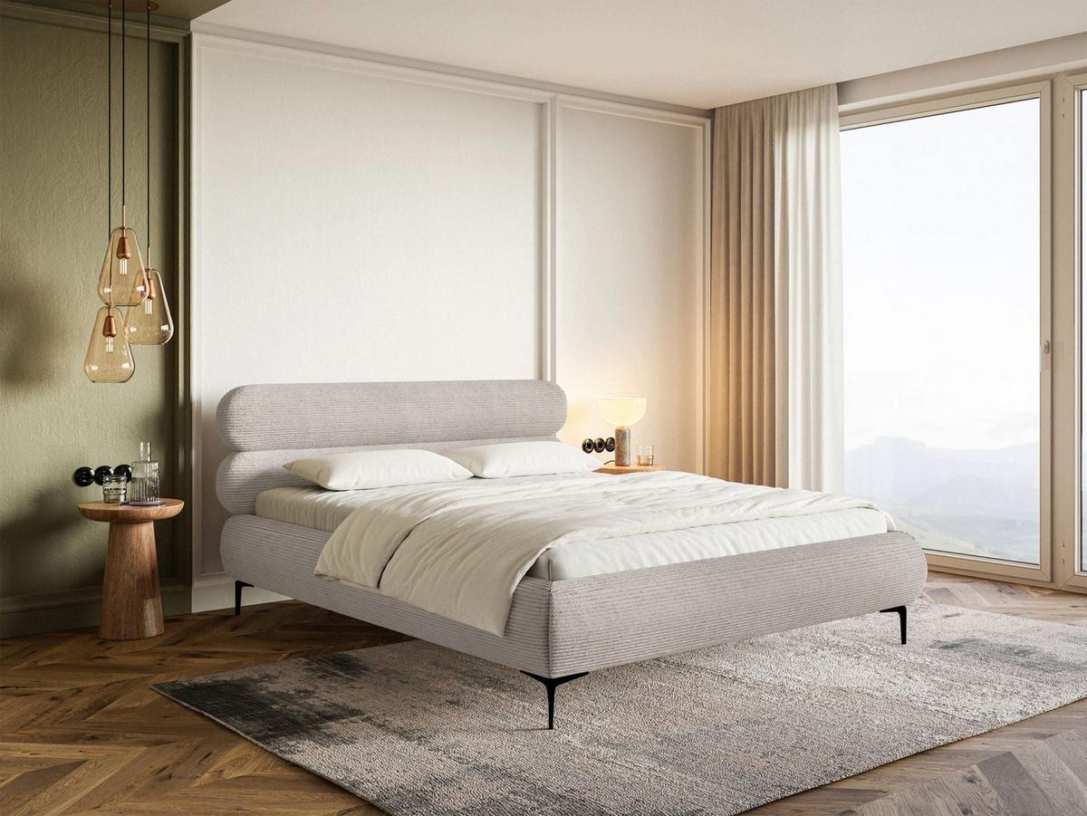 POLSTERBETT Roule Cord Greige 140x200 cm - Taupe/Schwarz, Textil/Metall (140/200cm) - Selsey