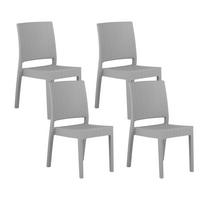 GARTENSTUHL 4er-Set Rattanoptik hellgrau Fossano - Hellgrau, Kunststoff (60/89/47cm) - Beliani