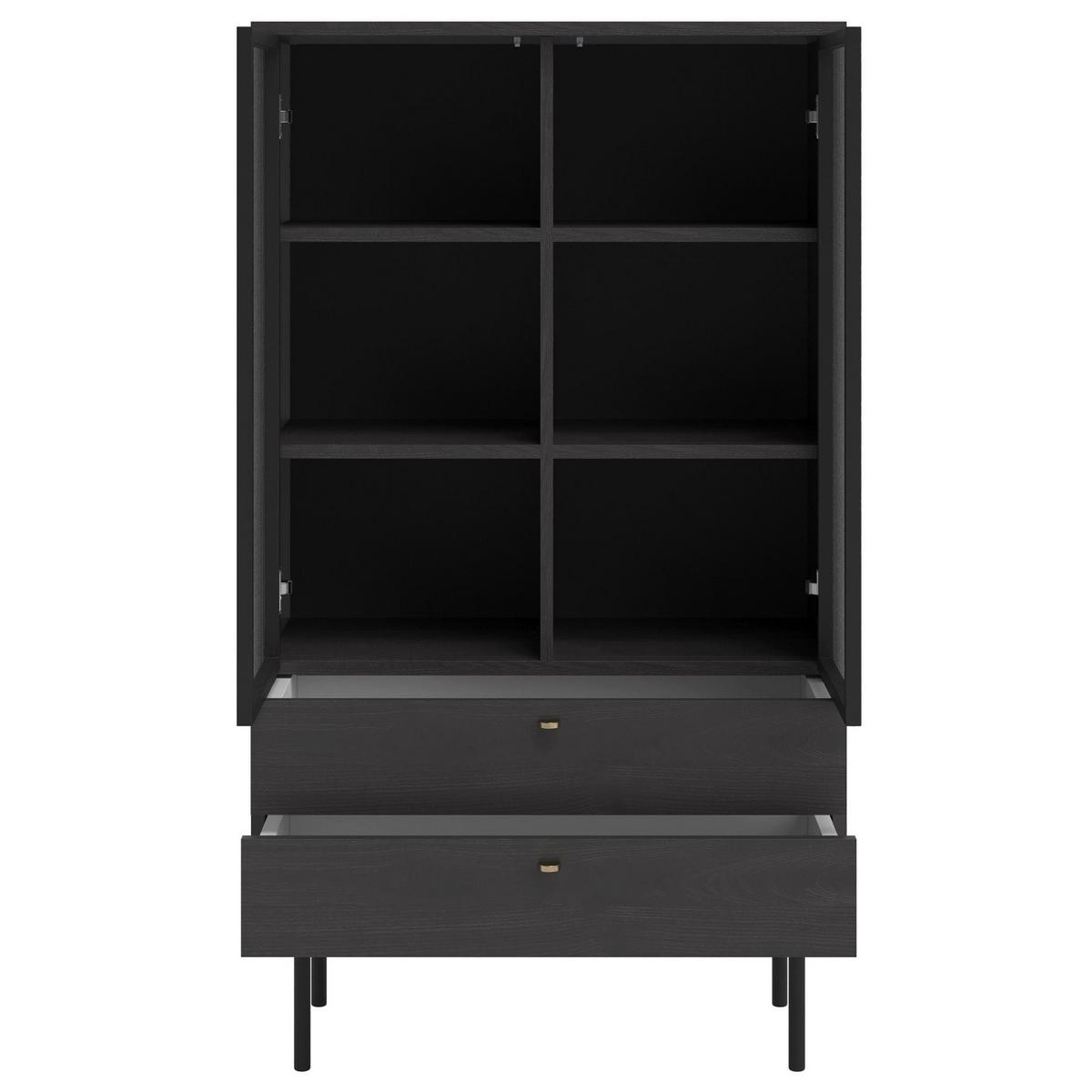 VITRINE Olar II Holzoptik Esche Portland Schwarz 85 cm - Goldfarben/Schwarz, Holzwerkstoff/Metall (85/150/41cm) - Selsey