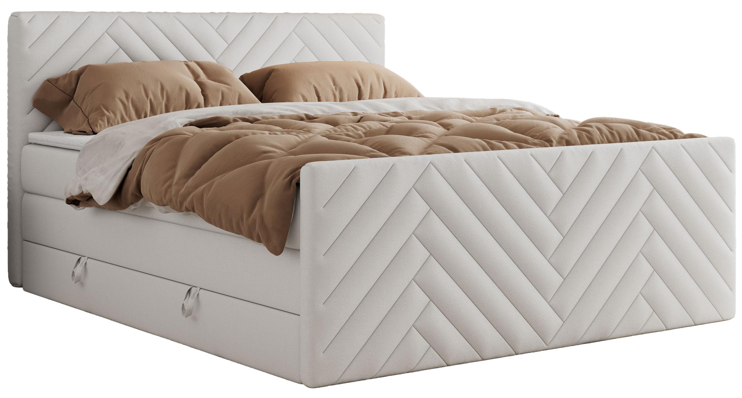 BOXSPRINGBETT PARIS KING DUO - 120/200 - Weiß Kunstleder - H4 - Weiß, Holz/Textil (120/200cm) - MKS