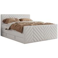 BOXSPRINGBETT PARIS KING DUO - 180/200 - Weiß Kunstleder - H4 - Weiß, Holz/Textil (180/200cm) - MKS