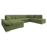 ECKSOFA Bergen Premium, Seite: Links - Silberfarben/Olivgrün, Holz/Textil (345/76/205cm) - MIRJAN24