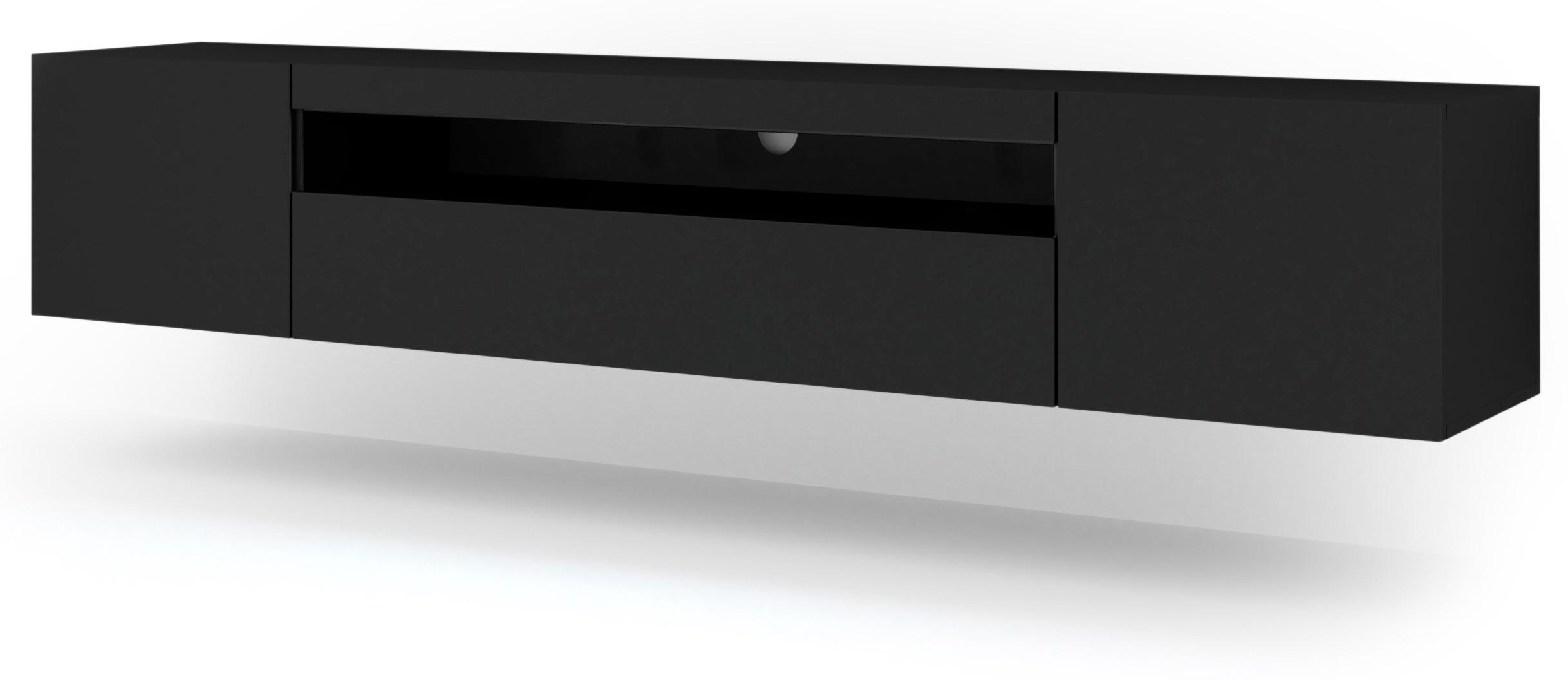 TV LOWBOARD Schwarz 200/42/37 - Schwarz, Holzwerkstoff (200/42/37cm) - RAUMHIRSCH FURNITURE