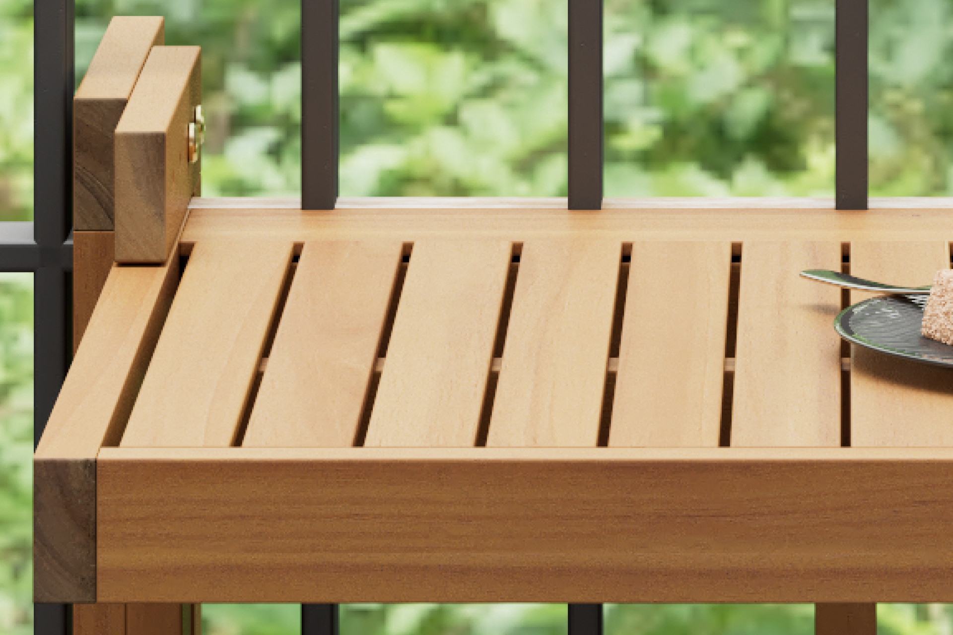 Balkontisch Echtholz massiv Akazie geölte Oberfläche platzsparend wetterfest hängend