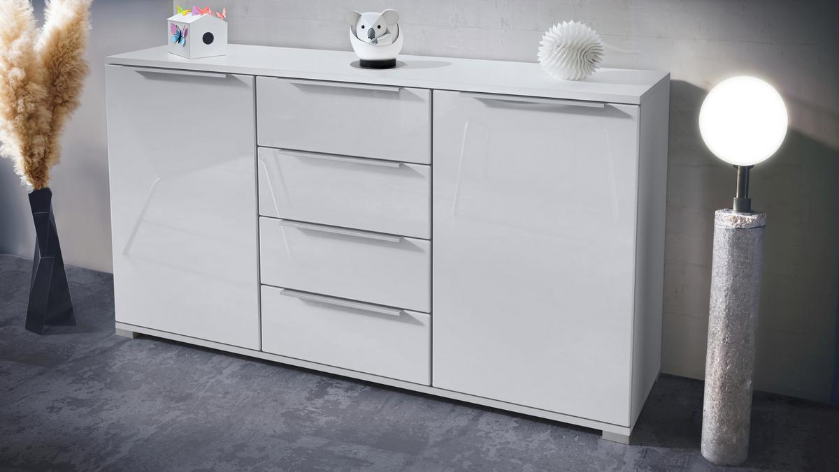 SIDEBOARD Linio Weiß Hochglanz - Weiß Hochglanz, Holzwerkstoff (138.5/75.5/35cm) - Vladon