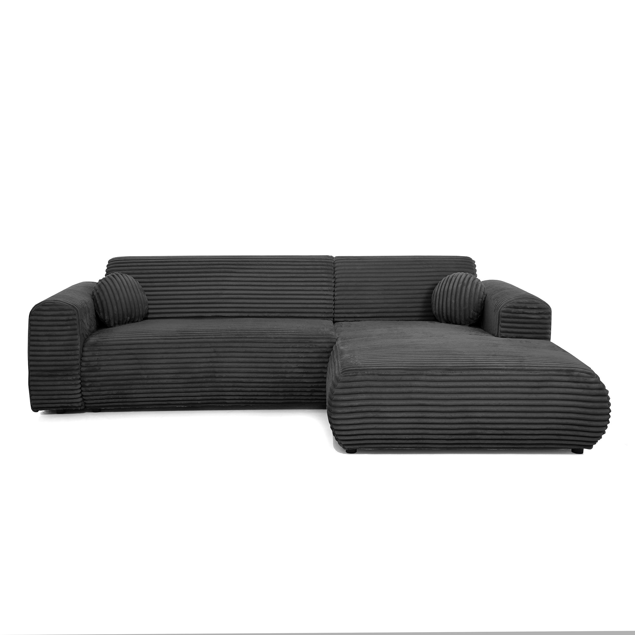 ECKSOFA Puerto, ohne Schlaffunktion, Schwarz, rechts - Schwarz, Textil (269/170cm) - Beautysofa
