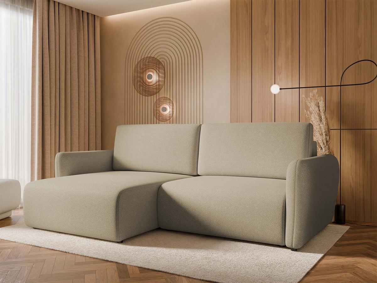 ECKSOFA Goya Slim - Beige/Schwarz, Holz/Kunststoff (234/140cm) - MIRJAN24
