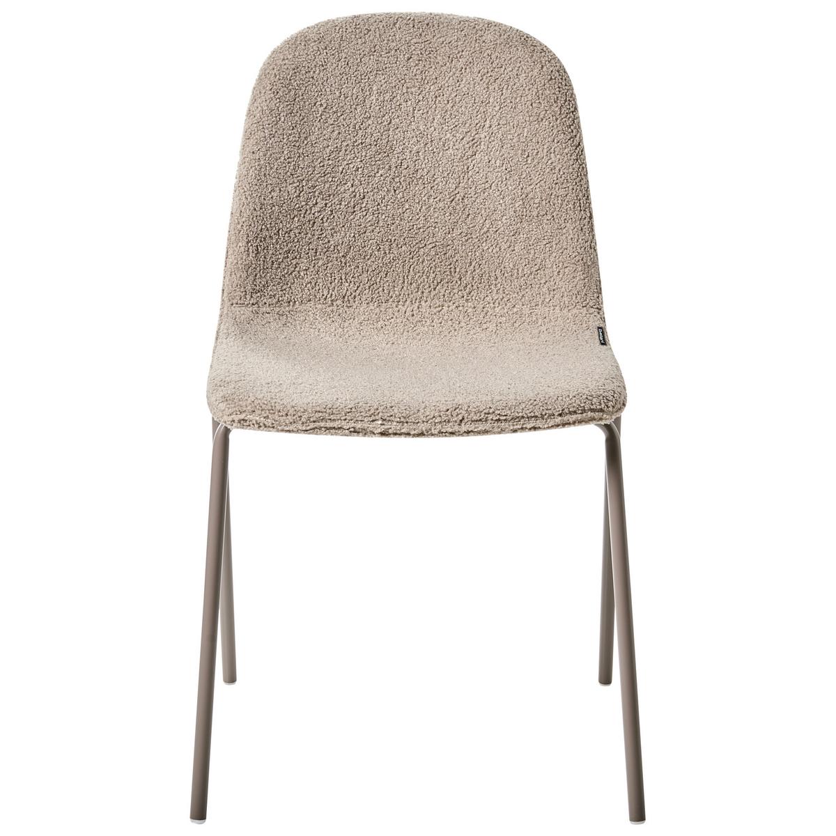 KONFERENZSTUHL 2er Set Bouclé Taupe Loma - Taupe, Textil/Metall (50/85/55cm) - Beliani