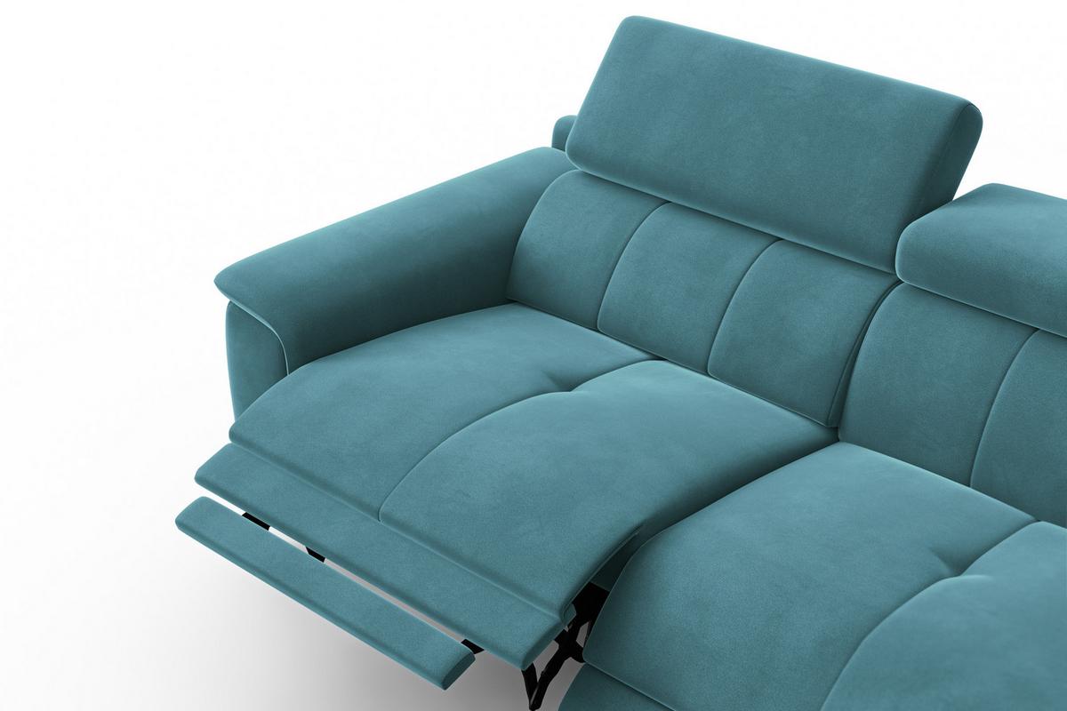SOFA RELAX FIERO 3-Sitzer, Minter Veloursstoff - Schwarz/Mintgrün, Holz/Textil (212/82/103cm) - Courtois Laville