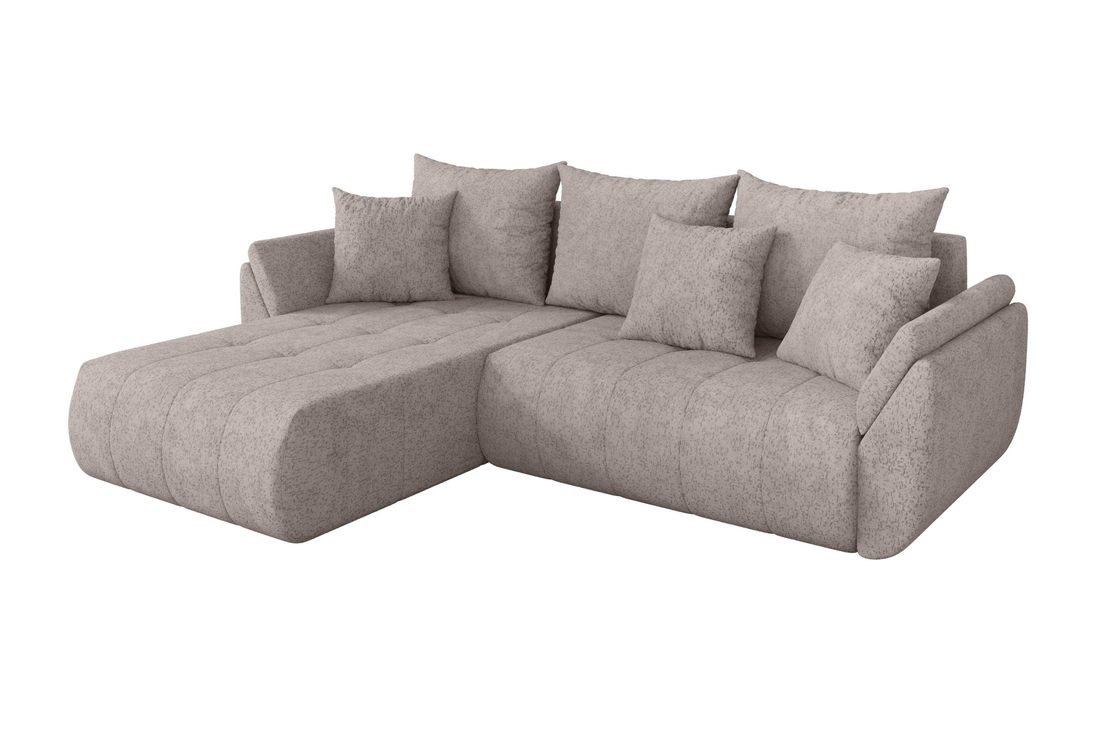 ECKSOFA mit Schlaffunktion Ottomane Links TOKO-L 277x194x86 Hellgrau Velours - Hellgrau/Schwarz, Holzwerkstoff/Kunststoff (277/194cm) - ALTDECOR