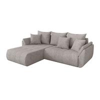 ECKSOFA mit Schlaffunktion Ottomane Links TOKO-L 277x194x86 Hellgrau Velours - Hellgrau/Schwarz, Holzwerkstoff/Kunststoff (277/194cm) - ALTDECOR