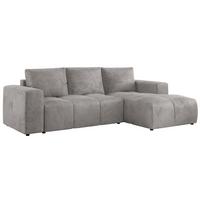 ECKSOFA MONIVA Hellgrau Velvet - Rechts - Hellgrau/Schwarz, Textil (266/164cm) - MKS