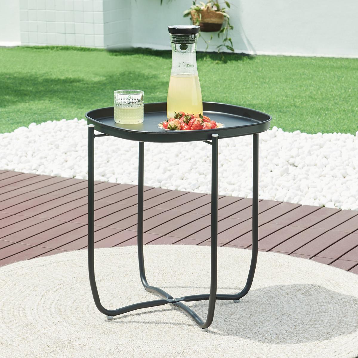 TABLETTTISCH Sandefjord - Schwarz, Metall (46/46/53cm) - [en.casa]