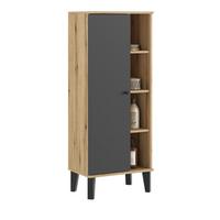 BAD-MIDISCHRANK grau, Evoke Eiche, Badmöbel Kommode, 51 x 128 cm - Eichefarben/Schwarz, Holzwerkstoff/Metall (51/128/33cm) - Furn.Design