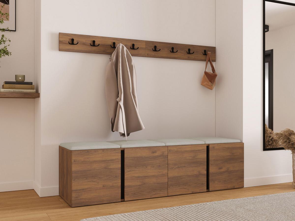 GARDEROBEN-SET Orion VII - Beige/Nussbaumfarben, Holzwerkstoff/Kunststoff (168/42/46cm) - MIRJAN24