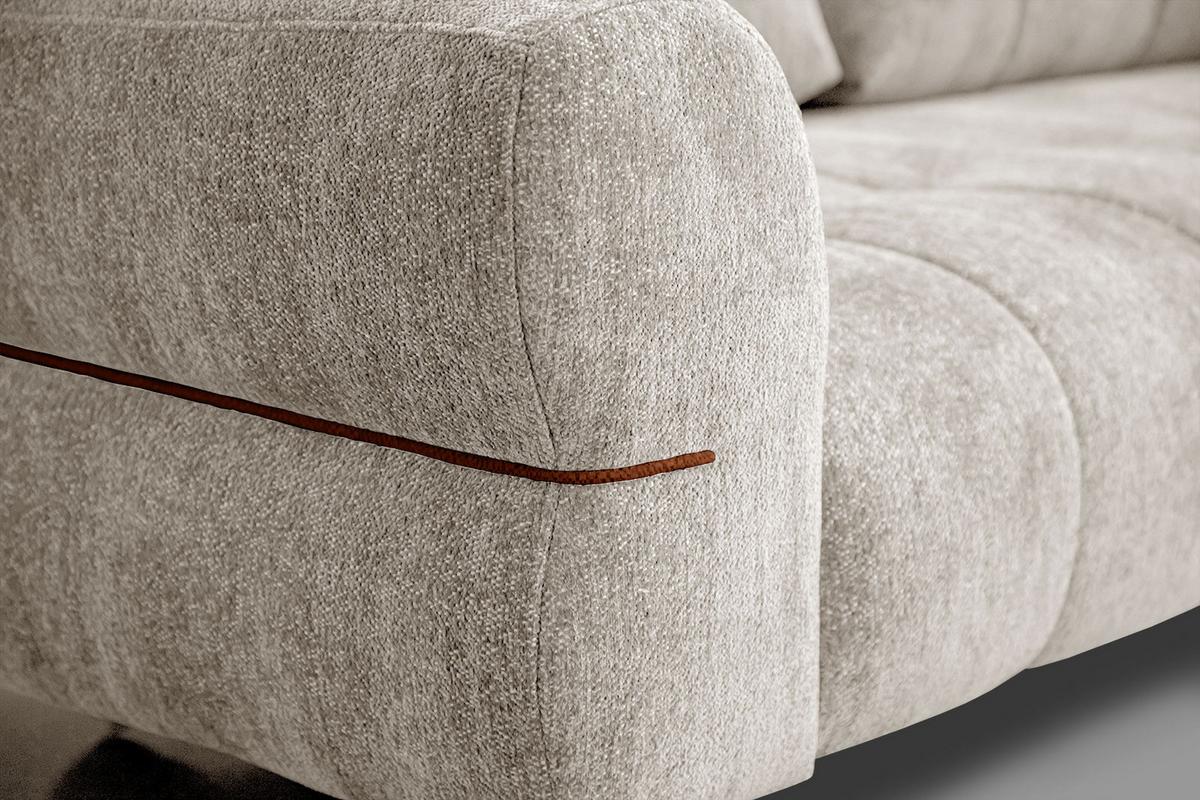 SOFA SALVINI 2,5-Sitzer, ecru - Ecru/Schwarz, Holzwerkstoff/Textil (176/88/99cm) - Wozimo