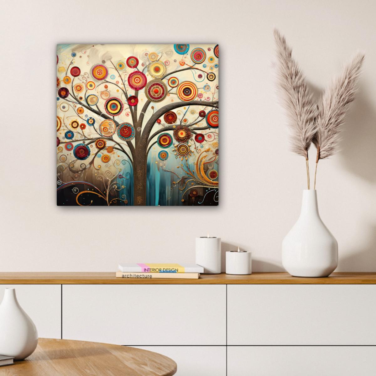 LEINWANDBILD Baum - Baum des Lebens - Farbe Wandbild Wohnzimmer 50x50 cm - Braun, Textil (50/50cm) - MuchoWow