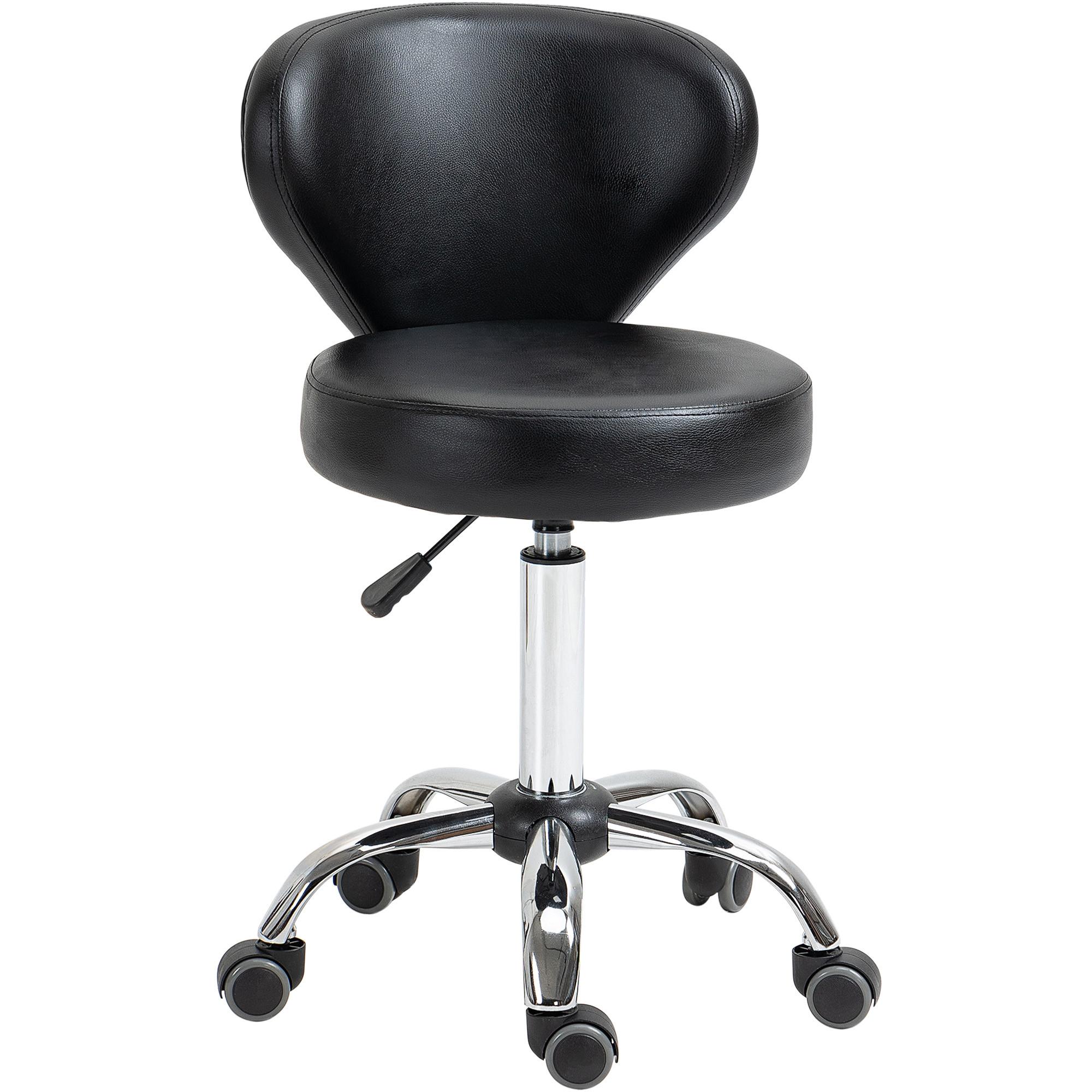 ROLLHOCKER höhenverstellbar Drehhocker drehbar Salon Hocker mit Lehne Schwarz - Schwarz, Kunststoff (45/88/54cm) - HOMCOM