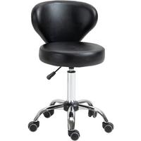 ROLLHOCKER höhenverstellbar Drehhocker drehbar Salon Hocker mit Lehne Schwarz - Schwarz, Kunststoff (45/88/54cm) - HOMCOM