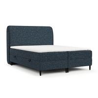 BOXBETT Lunaro 160/200 cm Marineblau im Modesto Stoff - Schwarz/Dunkelblau, Holz/Holzwerkstoff (160/200cm) - AltaBeds