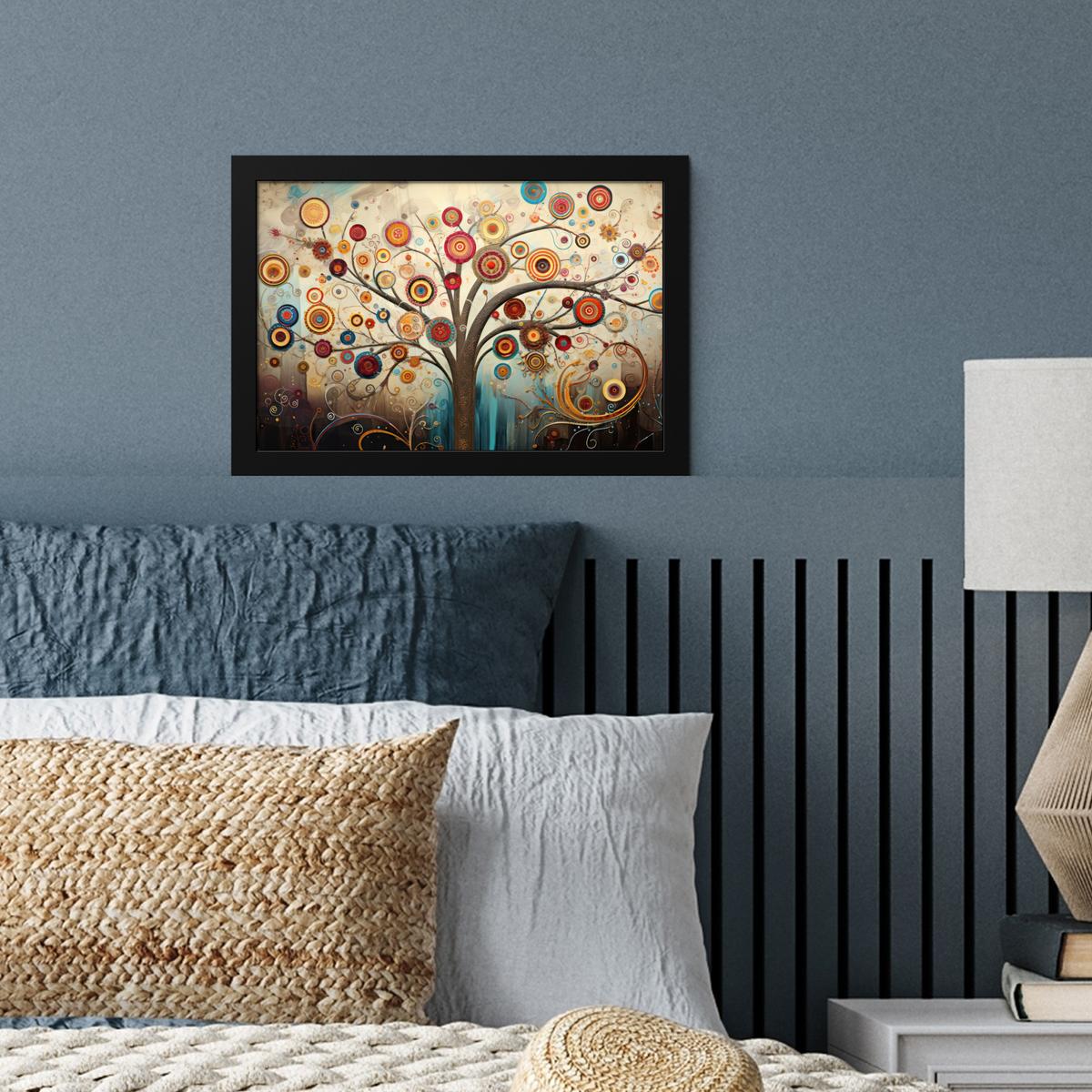 POSTER MIT RAHMENGERAHMTES BILD Baum - Baum des Lebens - Farbe 30x20 cm - Braun, Papier (30/20cm) - MuchoWow