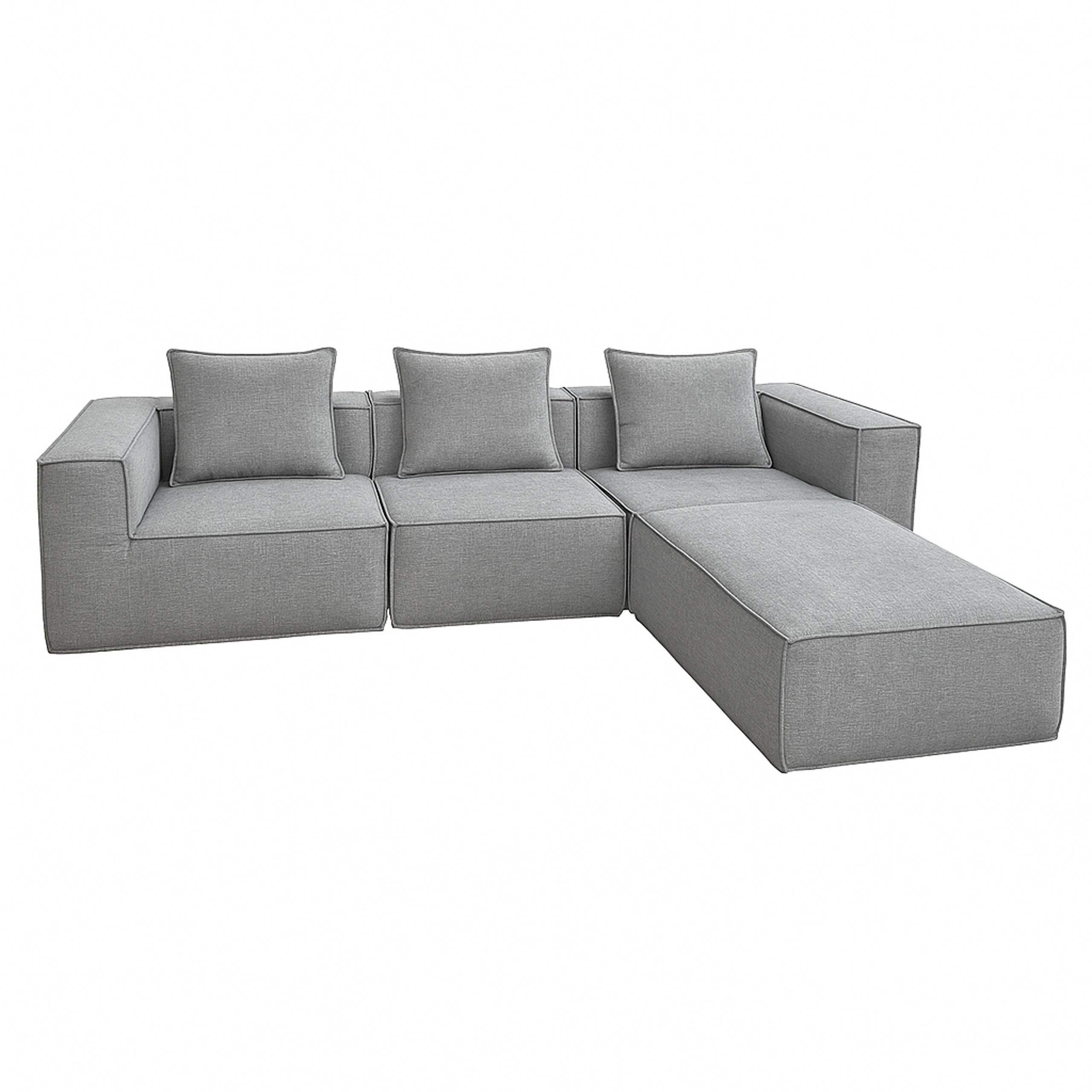 SOFA-GARNITUR Hellgrau - Hellgrau, Textil (270/63/190cm) - MCW