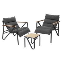 GARTENMÖBEL Set 3 tlg Anthrazit-Grau mit Stahlgestell - Anthrazit/Braun, Textil/Metall - ML-DESIGN