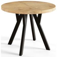 RUNDER Esstisch ausziehbar – Moderner Wohnzimmertisch und Küchentisch – Tisch mit Stabile Konstruktion, Durchmesser 80 cm - 130 cm - Farbe Lancelot - Beige/Schwarz, Holzwerkstoff (80/80/77cm) - Alpi-Möbel
