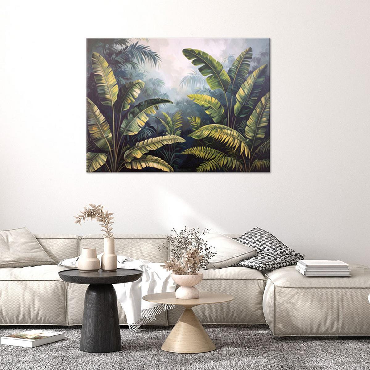 BILDER, Palm- und Bananenblätter Dschungel - Grün, Textil (60/40cm) - Feeby