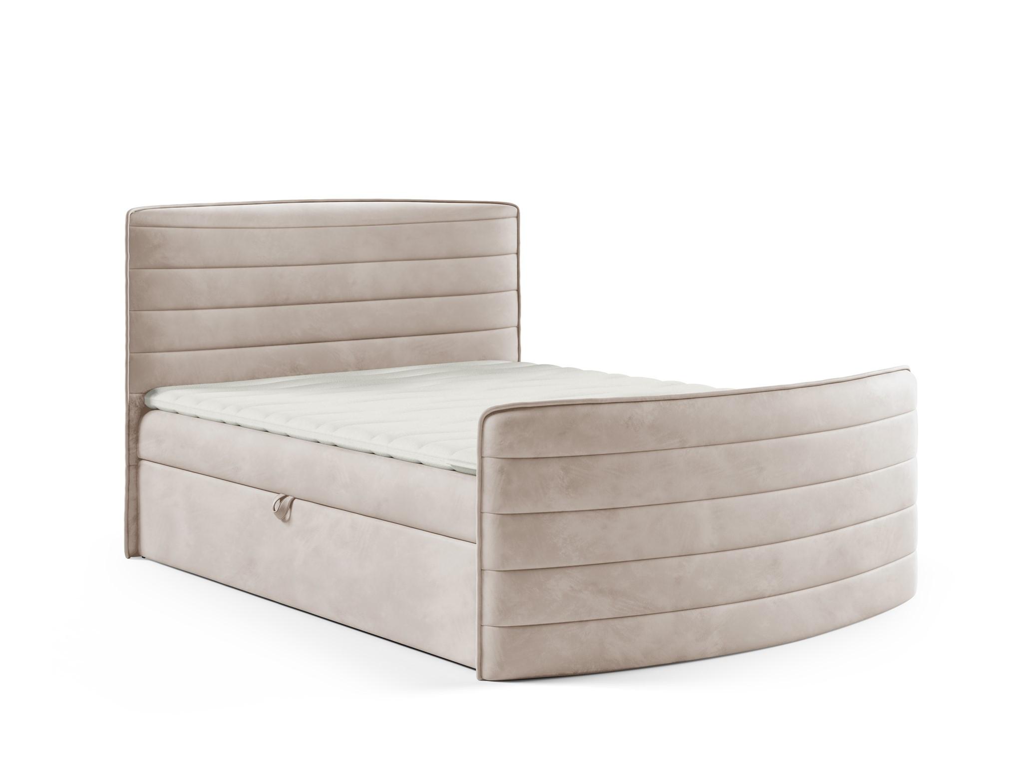 BOXBETT Ambra In Elisa Velvet - Beige, Holzwerkstoff/Textil (140/200cm) - Fun Möbel