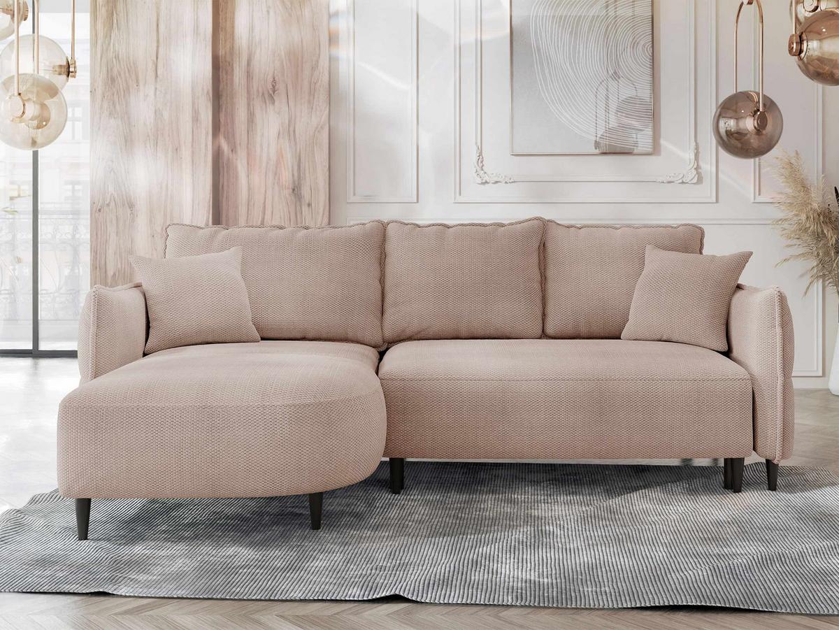 ECKSOFA Sycylia, Seite: Links - Beige/Schwarz, Holz/Textil (244/165cm) - MIRJAN24