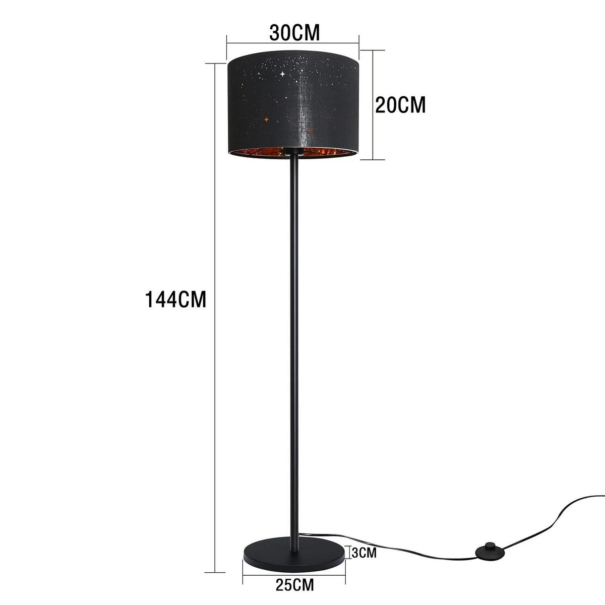 STEHLEUCHTE Willard 30/25/144 cm - Schwarz, Metall (26/20/110cm) - Nettlife