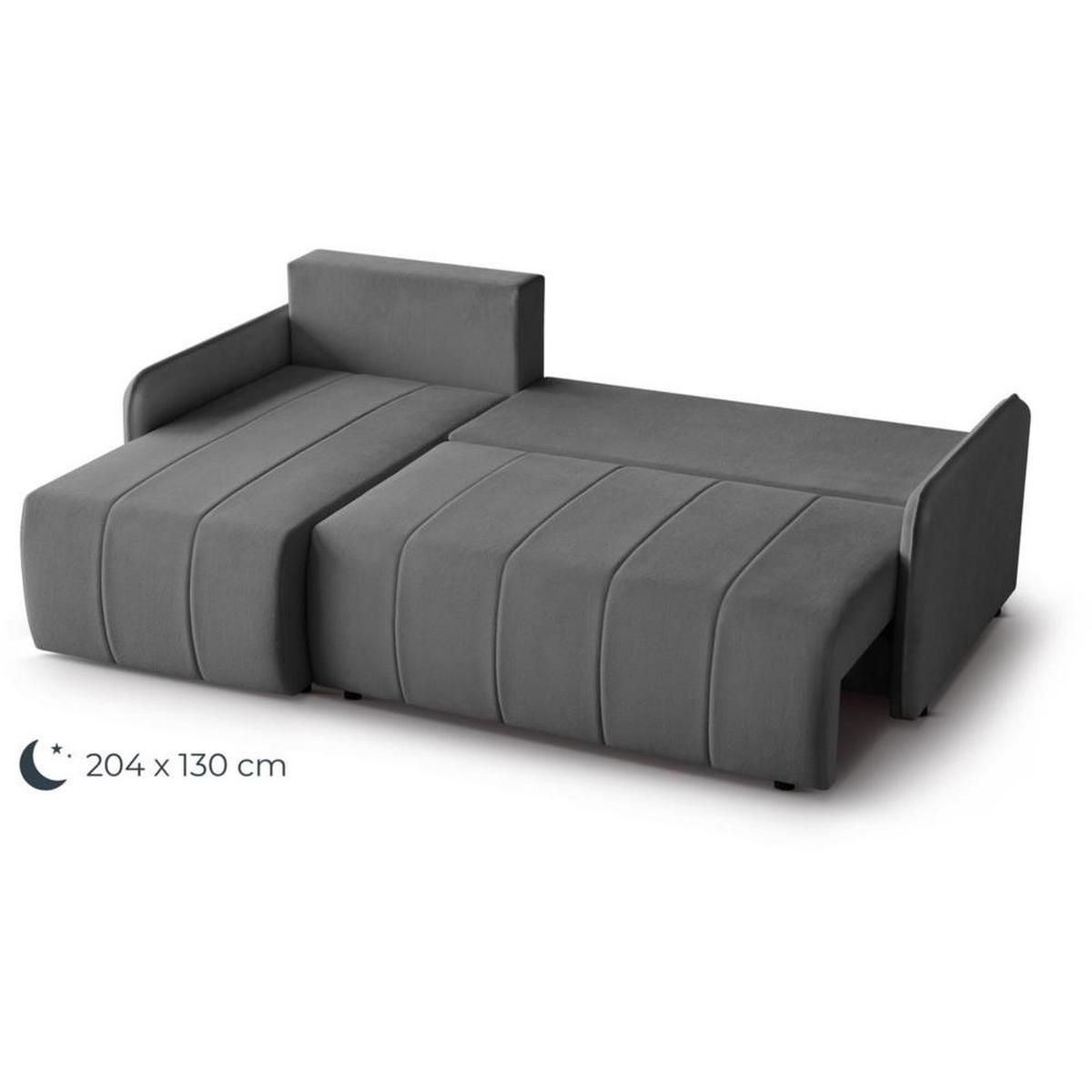 ECKSCHLAFSOFA Capri dunkelgrau - Dunkelgrau/Schwarz, Kunststoff/Textil (223/156cm) - Beautysofa