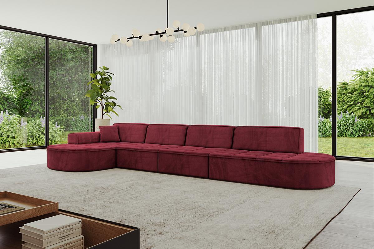 ECKSOFA Ottomane Links TARO-L3 - 413x171x79,5 cm Bordeauxrot - Bordeaux, Holzwerkstoff/Textil (413/171cm) - ALTDECOR