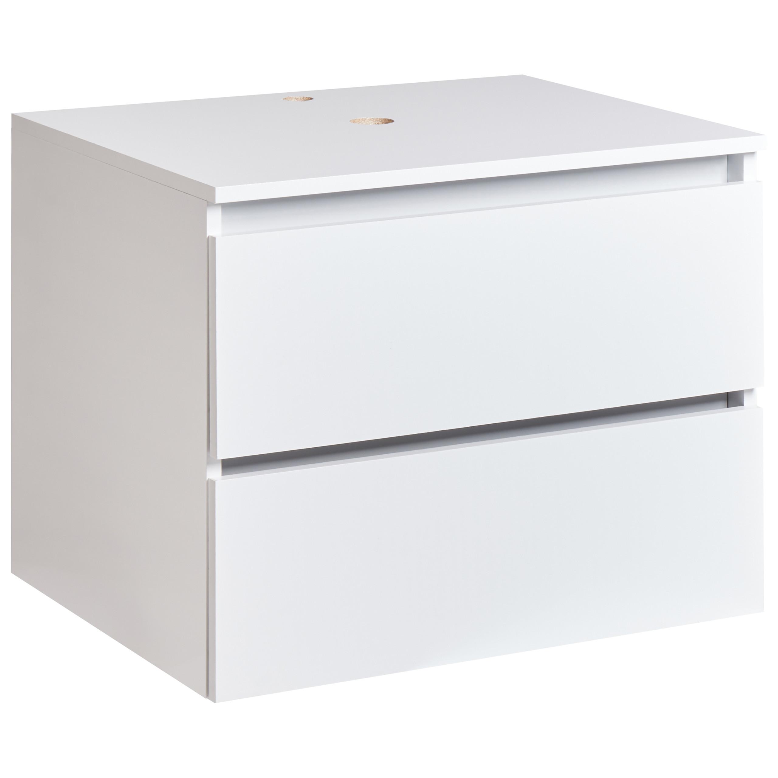 WASCHBECKENUNTERSCHRANK wandmontiertk 60 cm Weiß Serra - Weiß, Holzwerkstoff (60/47/47cm) - Beliani