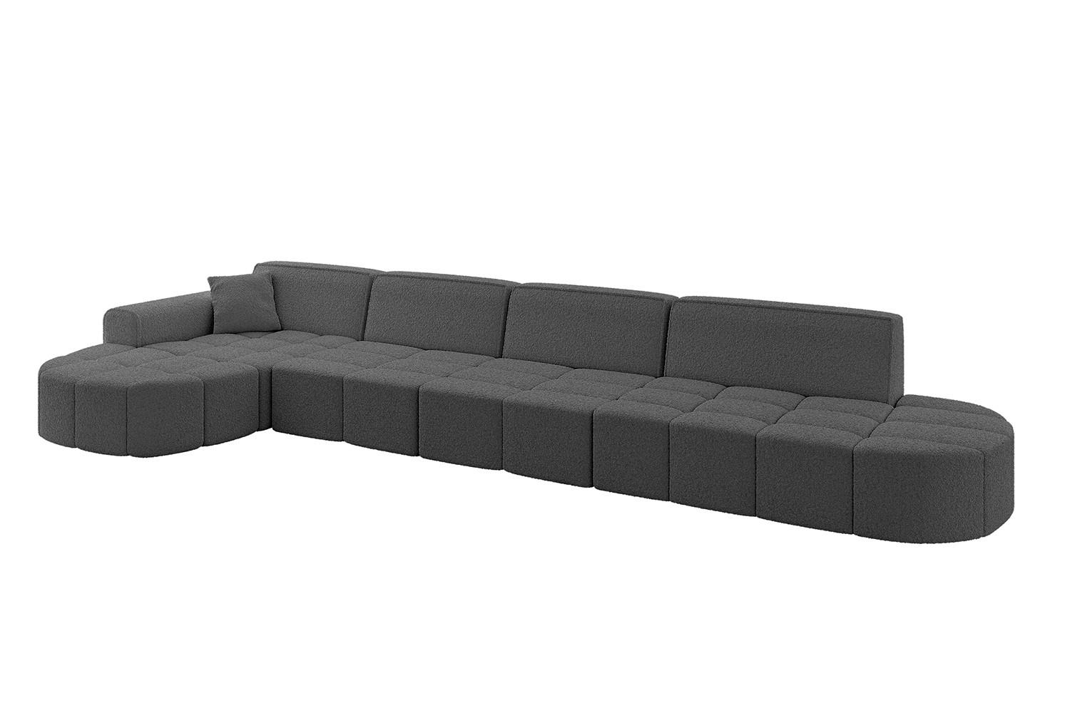 ECKSOFA Ottomane Links LIVO-L3 - 422x173x79,5 cm Grau - Grau, Holzwerkstoff/Textil (422/173cm) - ALTDECOR